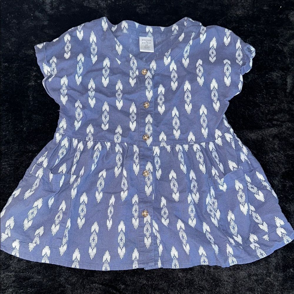Blue and White Patterned Dress/Long Shirt